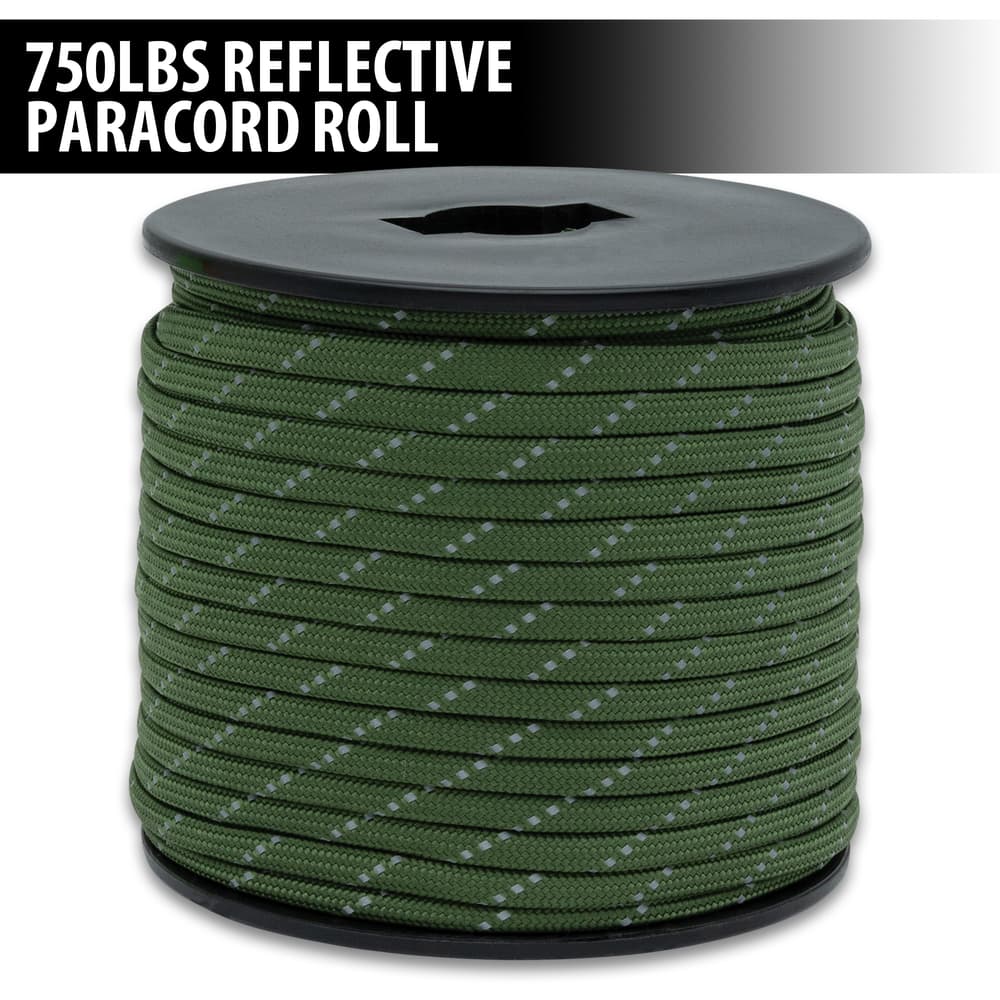 Full image of OD Green 750LBS Reflective Paracord Roll. image number 0